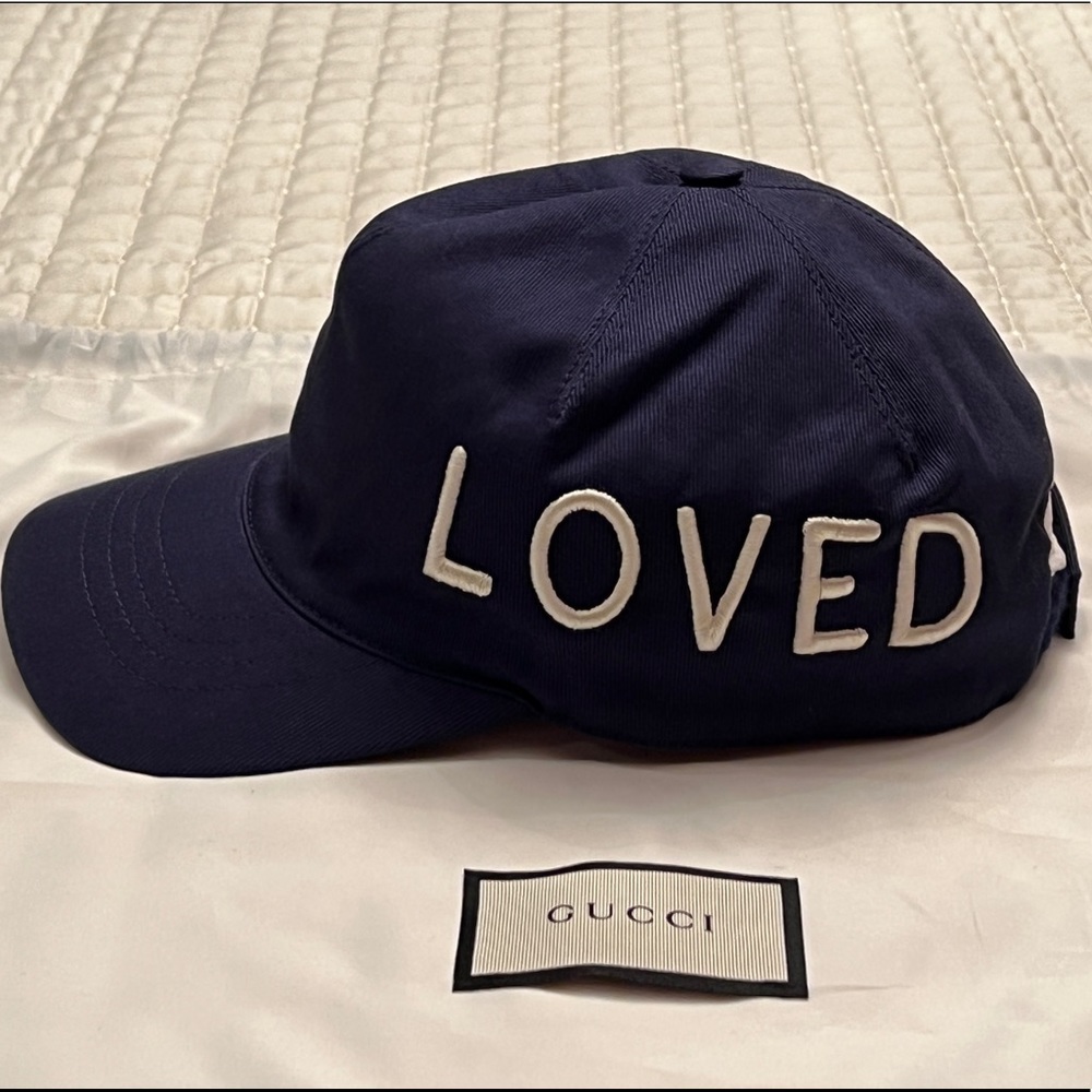 Gucci Blue Canvas Baseball Logo  L 59 LOVED HAT - Picture 6 of 7